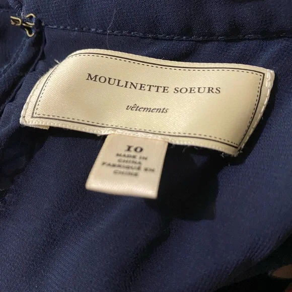 Moulinette Souers Ashbury Corduroy Fit & Flare Blue Floral Print Dress Size 10 - Picture 10 of 11